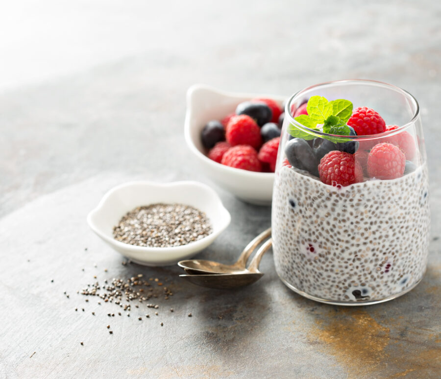 Vanilla chia pudding with fresh berries